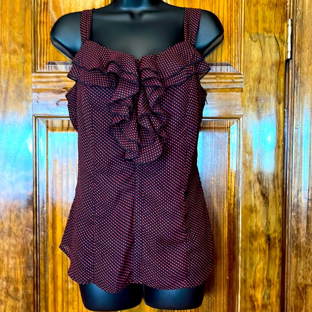 Adorable Sleeveless Polka Dot Ruffle Tank
